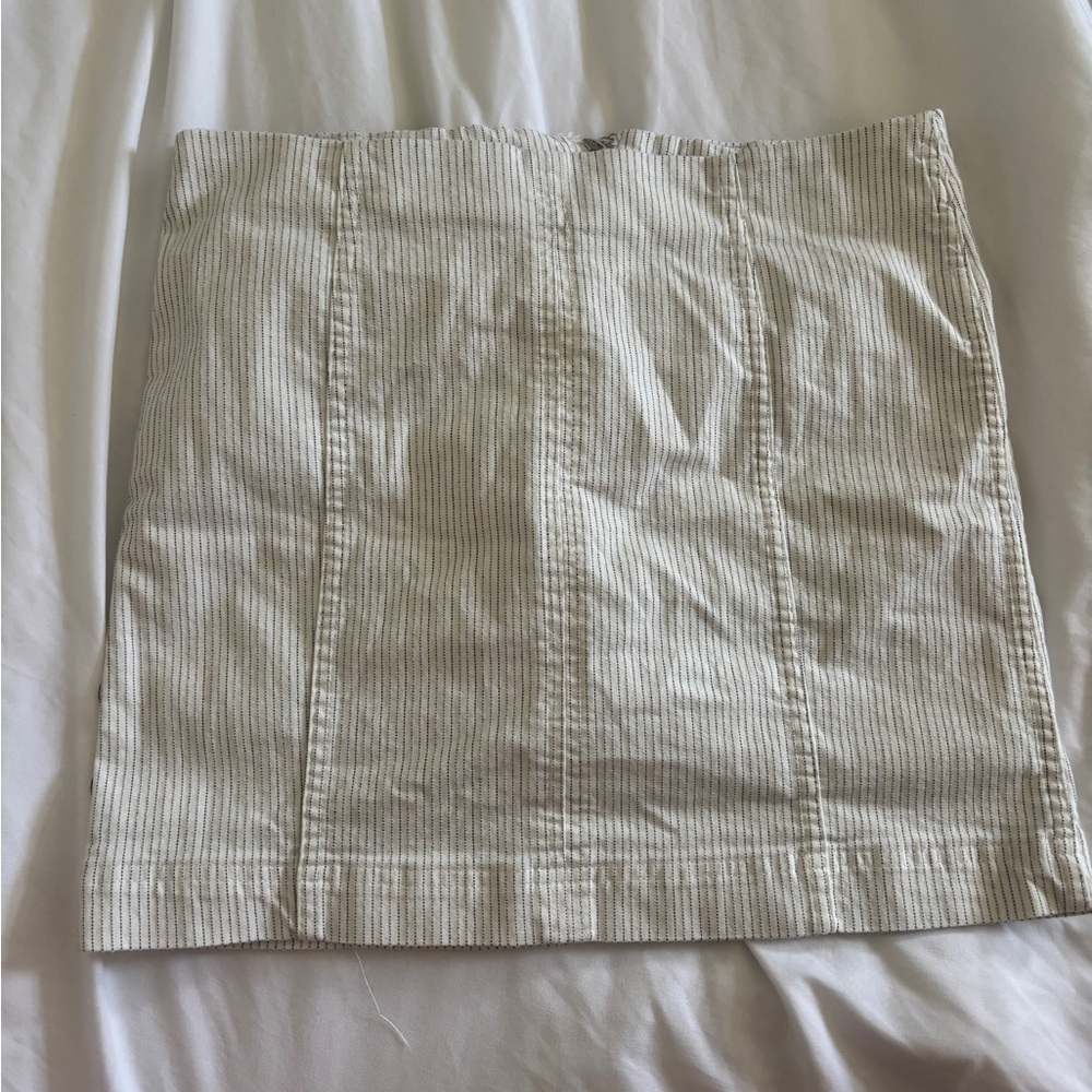 Free People Cream Striped Pencil Skirt